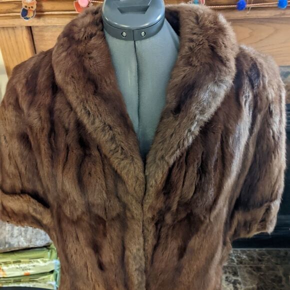 Vintage 50s 60s Hansen & Son Fine Furs Chicago Mink Cape‎ Stole Caplet - Picture 15 of 16